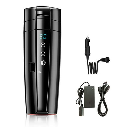 Andoer Travel Mug Electric Cup, 12V/24V Car Heating Cup, 400mL Stainless Steel, Smart Temperature Control