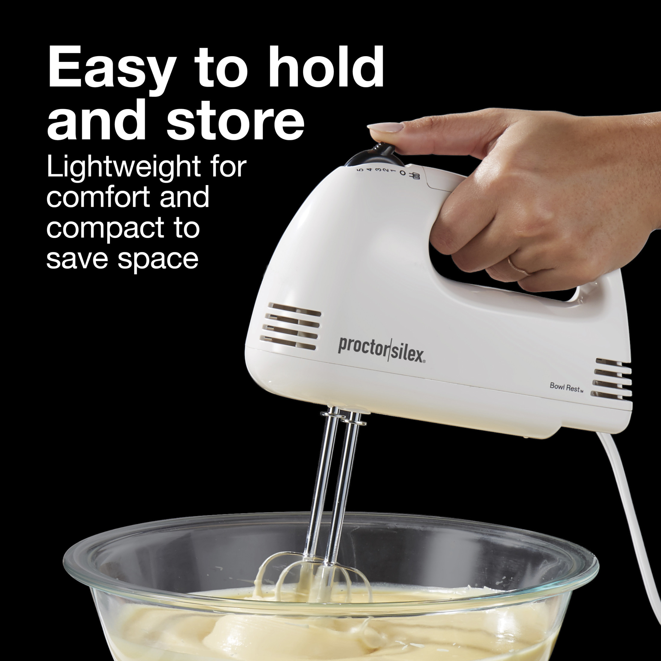Proctor Silex 5-Speed Electric Hand Mixer, White photo 4