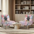 thumbnail image 4 of HELLHERO Dustproof Accent Chair Cover for Dining Room, Stain Protection Armless Accent Chair Protector, Easter Egg Black Cat Pattern, 4 of 8
