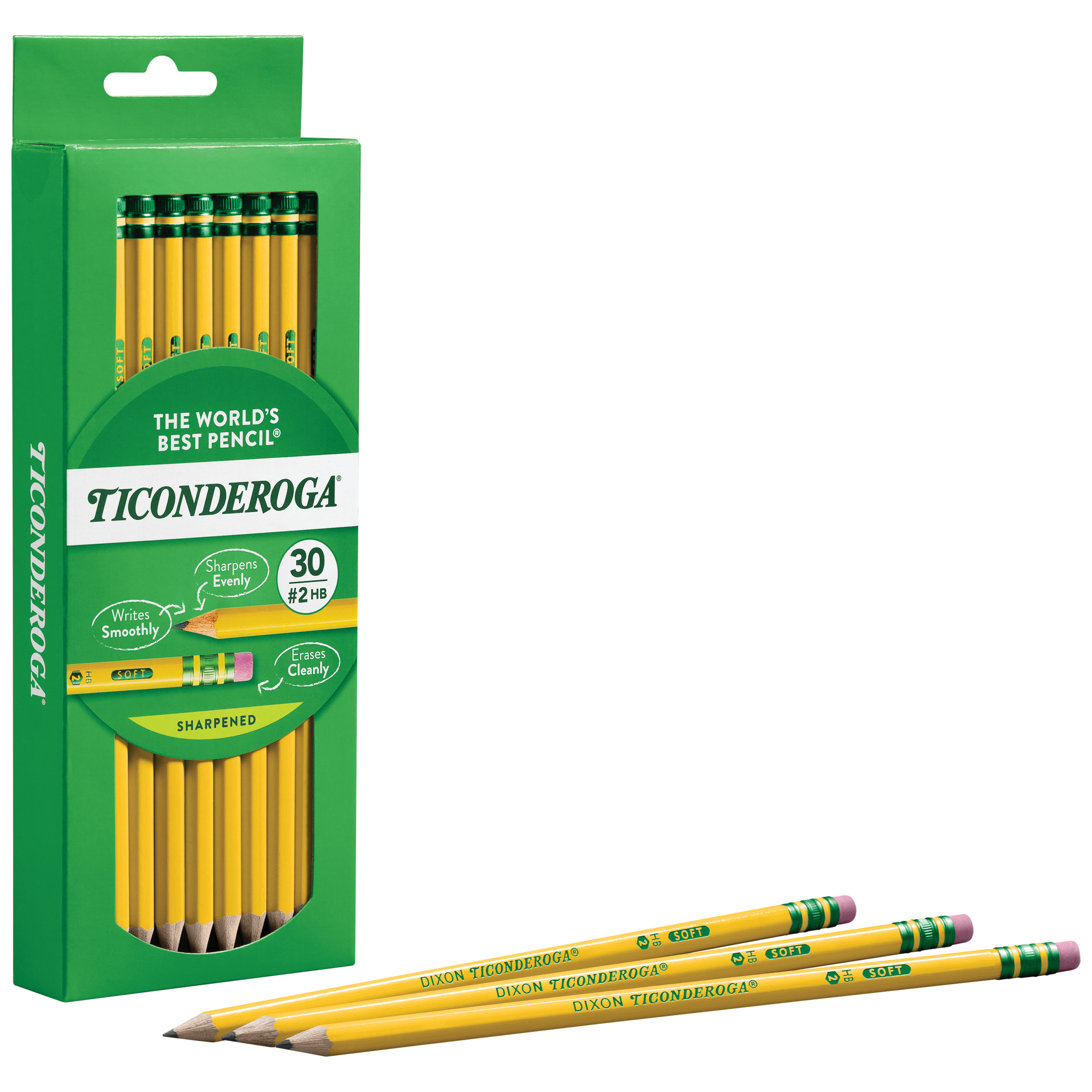 Ticonderoga Wood-Cased Pencils, Pre-Sharpened, #2 HB Soft, Yellow, 30 Count - image 3 of 6