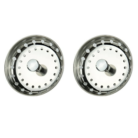ACDANC 2 Pack Kitchen Sink Strainer and Stopper Combo Basket Replacement for Standard 3-1/2 Inch Drain,Stainless Steel Basket with Plastic Knob,Rubber Stopper Bottom