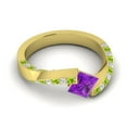 thumbnail image 3 of 1.25 Carat Princess Cut Amethyst & Peridot Gemstone Wonderful Anniversary Ring for Women Solid 14K Yellow Gold Size 9 by Diamond-Capitals, 3 of 8