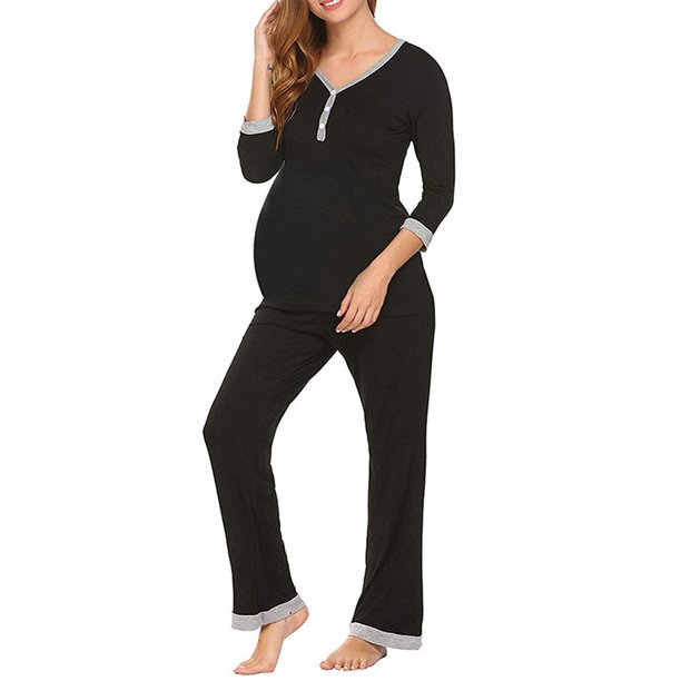 black maternity nursing pyjamas