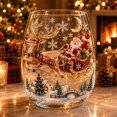thumbnail image 2 of Christmas 3D Glass Cup Collection, Stemless Tumbler Hand Painted Holiday Ornament Glassware, Festive Gift for Kitchen Party Table Decor(Rindeer), 2 of 7