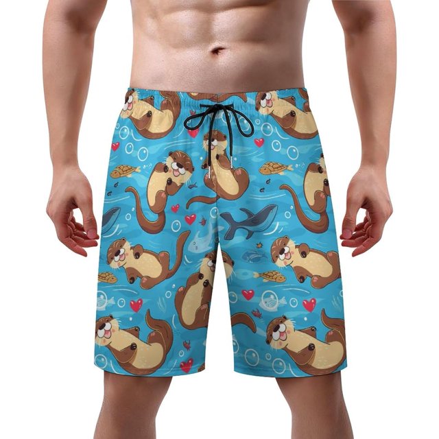 NICKSUN Men's Swim Trunks, Cute Print Quick Dry Summer Board Beach Shorts with Mesh Lining and Pockets