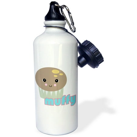3dRose Cute Kawaii Muffy Muffin, Sports Water Bottle, 21oz
