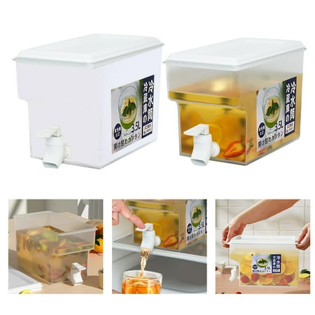 

Kgfrsd Accessories Cold Water Bottle with Faucet Lemonade Cool Bucket Ice Fruit Box Plastic Beverage Dispenser with Spigot 1 Gallon 3.5 Liters Container Cold Kettle with Faucet in Refrigera