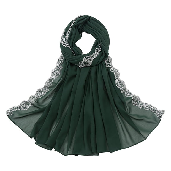 QASIEATN Cozy Scarf for Women Embroidered Chiffon Hijab Shawl Elegant Headwraps Scarves for Evening Dress Fall Fashion Accessories