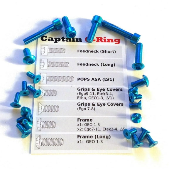 Captain O-Ring Color Accent Screw Kit for Eclipse Ego8, Ego9, Ego10, Ego11, Etek3, Etek4, ETHA, GEO1, GEO2, GEO3, LV1, CS1