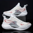 thumbnail image 2 of Unisex Lightweight Breathable Basketball Shoes - Anti-Slip Rubber Sole, Shock Absorption & High Elasticity for Men & Women, Low-Top Athletic Sneakers with White/Red Accents, All-Season Court Running, 2 of 9