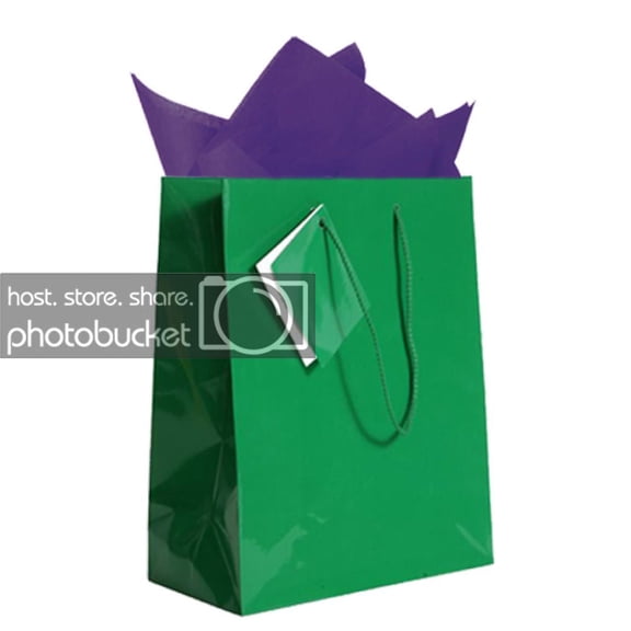 JAM Gift Bag Assortment, 2 Green Bags & Purple Tissue Paper, 3/Pack