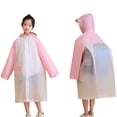 thumbnail image 2 of Kids' EVA Backpack Access Rain Poncho School Storm Commute Gear Extended Hood Shield Windproof Rainproof Cape Quick Dry Reusable 6-12 Years Light Pink 160, 2 of 6