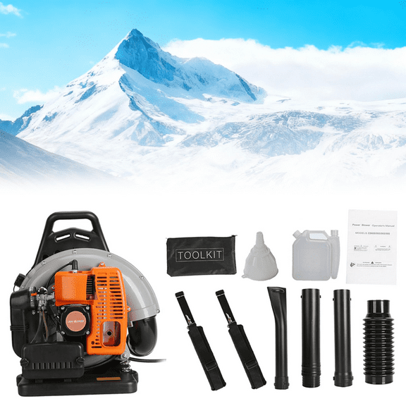 63CC Gas Backpack Leaf Blower, 2 Cycle ,665CFM, 205MPH , Variable Speed & Cruise Control, Ergonomic Harness, Reduced Emissions, for Fast Yard Cleanup