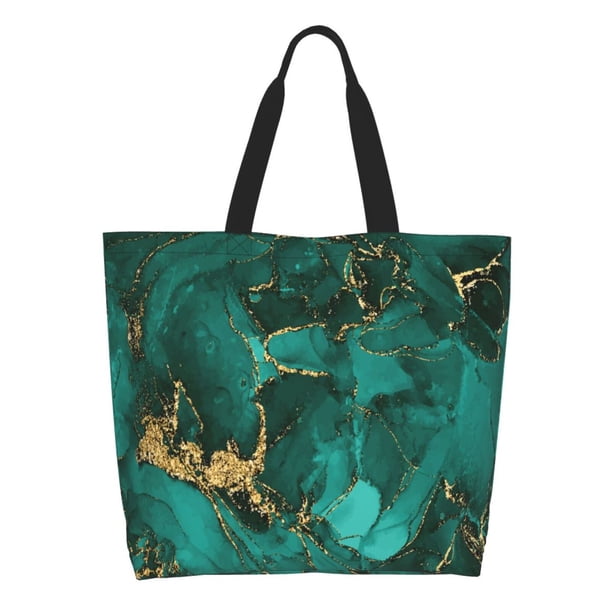 Easygdp Green Gold Glitter Bolsas Tote para Mujer, Bolsos de Hombro para Viaje, Bolsos de Mano de Gran Capacidad para Compras y Trabajo