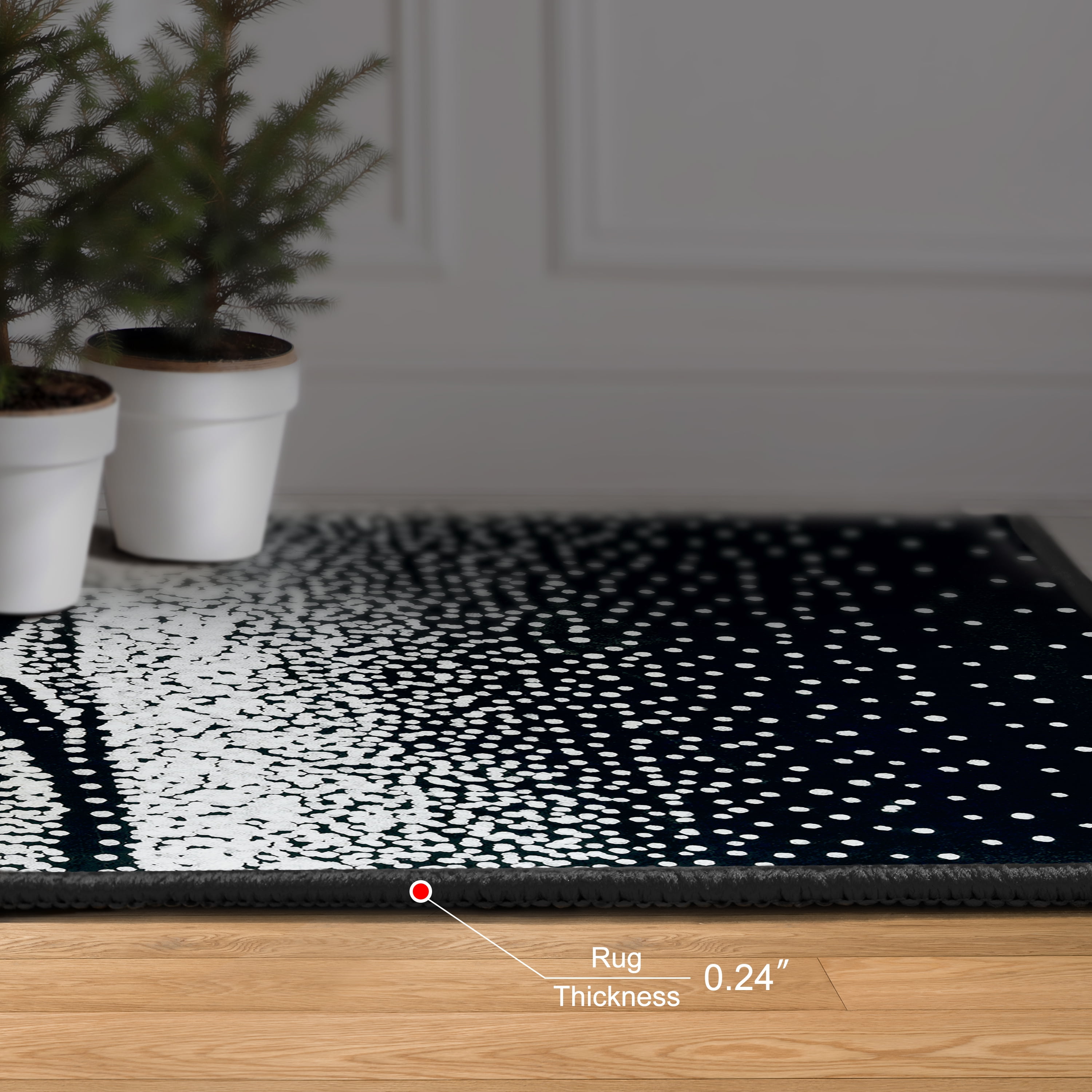 Infinity Sands II Washable Black Art Area Rug size 8'x10', Power-loomed, Heavenly Softness with Non-Slipping Backing