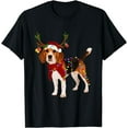 thumbnail image 2 of Santa Beagle reindeer Light Christmas T-Shirt, 2 of 3
