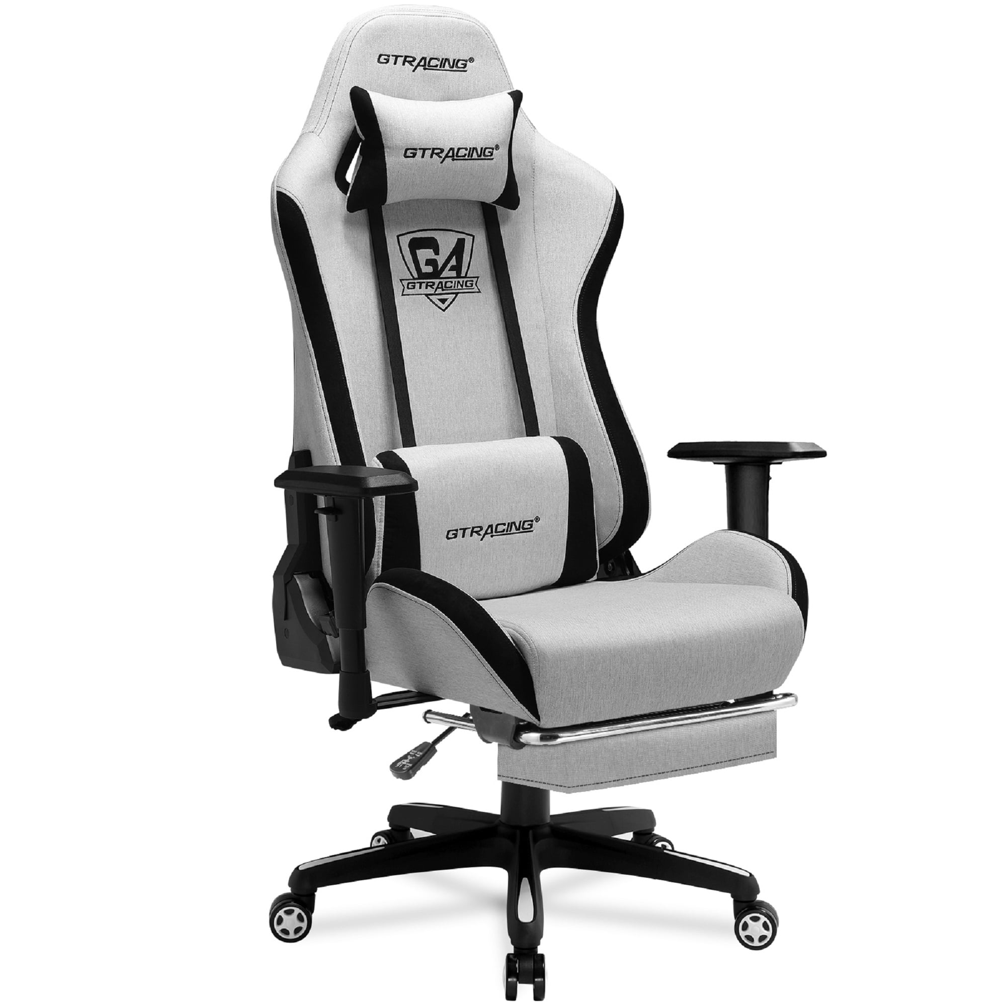 GTPLAYER Gaming Chair Fabric Height Adjustable Footrest Reclining