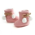 thumbnail image 4 of Baby Girls Non-slip Snow Boots Newborn Soft Sole Cute Pompom Crib Shoe First Walkers, Pink, 4 of 5
