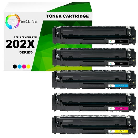 TCT 202X Toner Cartridge 5 Pack - Premium Compatible Replacement for HP 202X CF500X CF501X CF502X CF503X High Yield