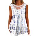 thumbnail image 2 of ICHUANYI Clearance Women Fashion Summer Sexy Fold Printed Regular Lace Sleeveless V Neck Button Top(Navy, M) ICHUANYI WER2023080703415, 2 of 5