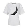 thumbnail image 4 of TSADFHJI T-Shirts pour Femmes Coupe Ample Plus Mode Décontractée Imprimée Col Rond Manches Courtes Chandail TTG Noir, 4 of 4