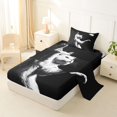 thumbnail image 2 of Homewish Minimalist Cat Animal Twin Sheets,Football Games Bedding,Black White,3pcs,1 Fitted Sheet and 1 Pillowcase, 2 of 6