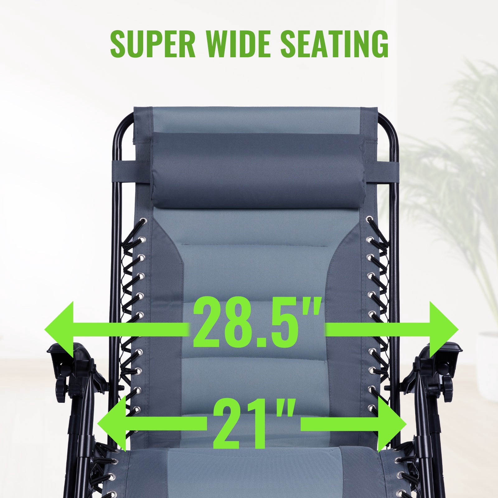 Backyard Expressions Deluxe XL Padded Recliner Zero Gravity Chair – Ergonomic Anti Gravity Lounger with Folding Design, Side Tray, and Adjustable Headrest