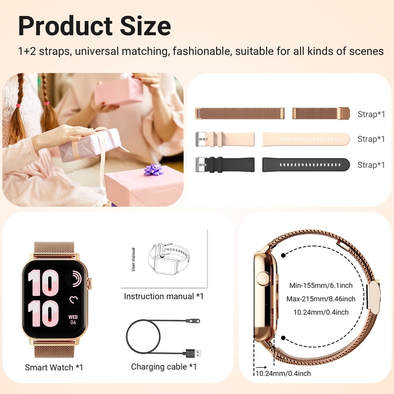 FPZMIU 1.83'' HD Fitness Smart Watch Gold photo 2