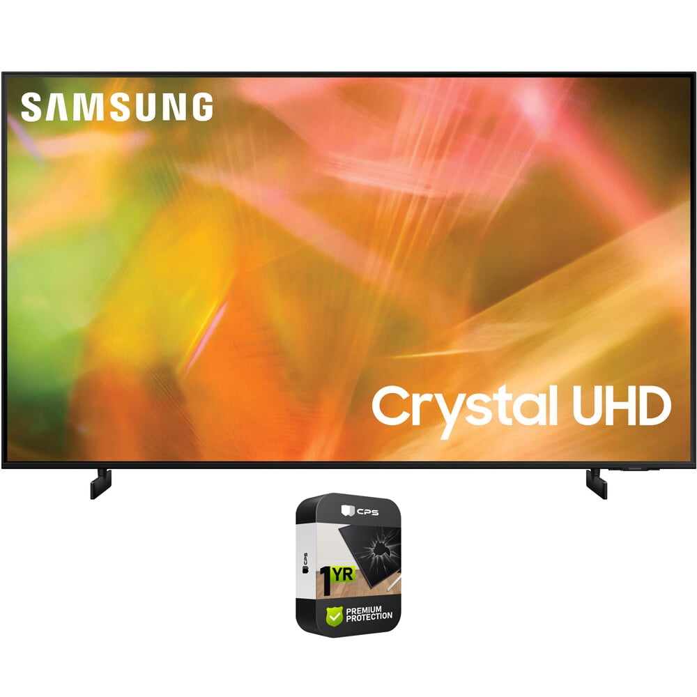 Samsung UN55AU8000FXZA 55 Inch 4K Crystal UHD Smart LED TV 2021 Bundle with Premium 1 Year