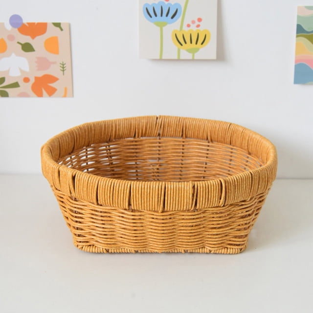 Natural Woven Rattan Storage Basket, Tabletop Organizer for Dry Fruits, Snacks, and Decorative Items, Lightweight and Stable, Perfect for Kitchen, Dining Table, and Gift Packaging