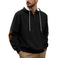thumbnail image 2 of Eryao Men's Sherpa Lined Button Hoodie with Elbow Patches Winter Warm Outdoor Drawstring Sweatshirts,Black,M, 2 of 5