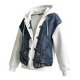 thumbnail image 6 of Breezora Women's Hooded Zip Up Denim Butterfly Print Sweatshirt Loose Fit Long Sleeve Casual Jacket with Pockets, 6 of 6