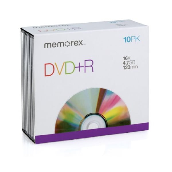 Memorex 4 7gb 16x Dvd R 10 Pack Slim Case Walmart Com Walmart Com