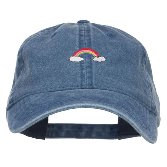 Mini Rainbow Embroidered Washed Cap - Navy OSFM