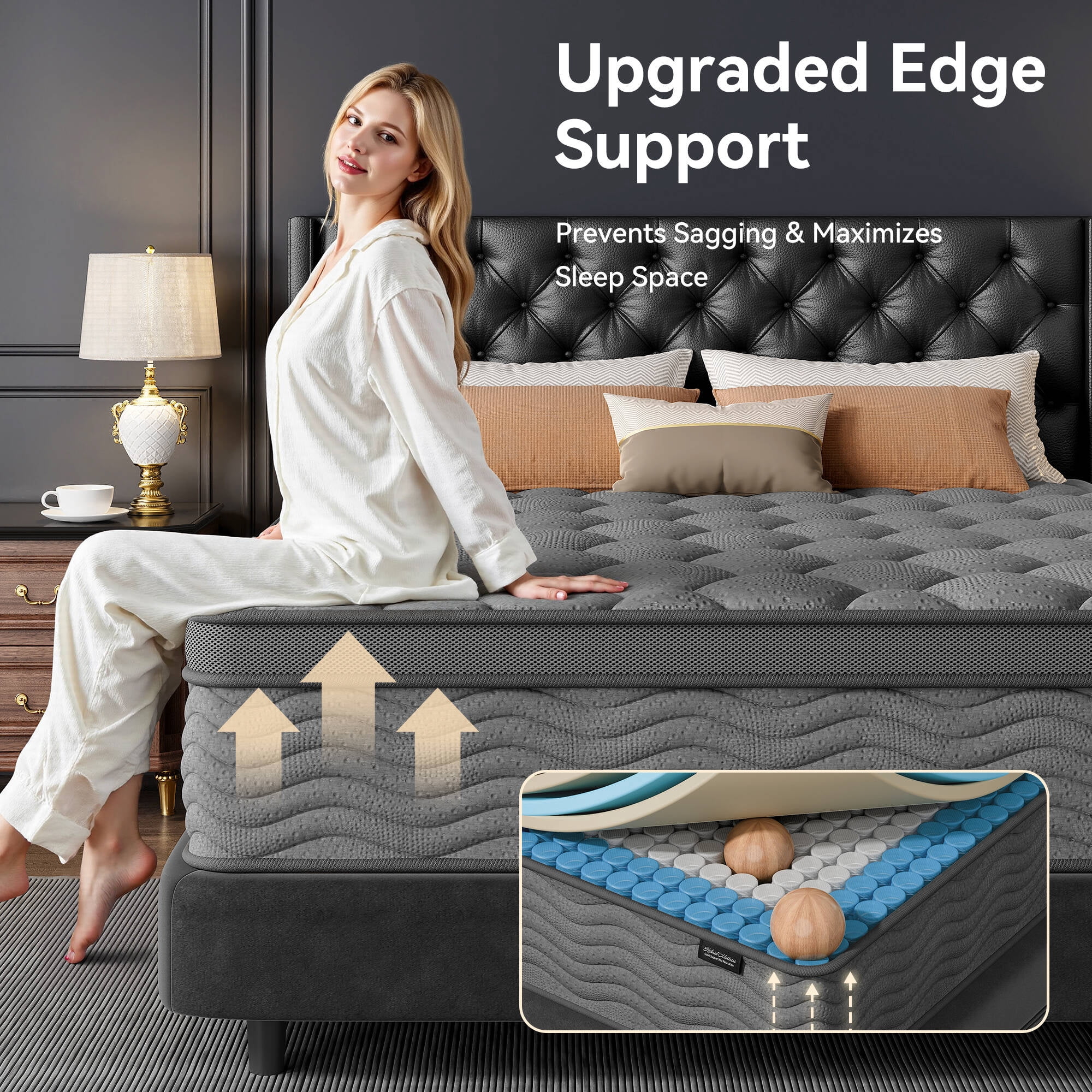 Madevos Queen Mattress 12 inch, Hybrid Mattress in a Box, Memory Foam and Individual Pocket Springs, Pressure Relief, Medium Firm