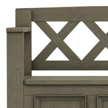 Simpli Home - Amherst Transitional MDF and Plywood Storage Bench with Backrest - Farmhouse Gray