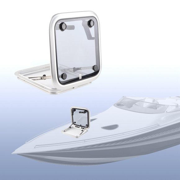 Square Push Out Deck Porthole, Durable 360x360mm Boat Skylights Escape Window Grey Tempered Glass for Boat