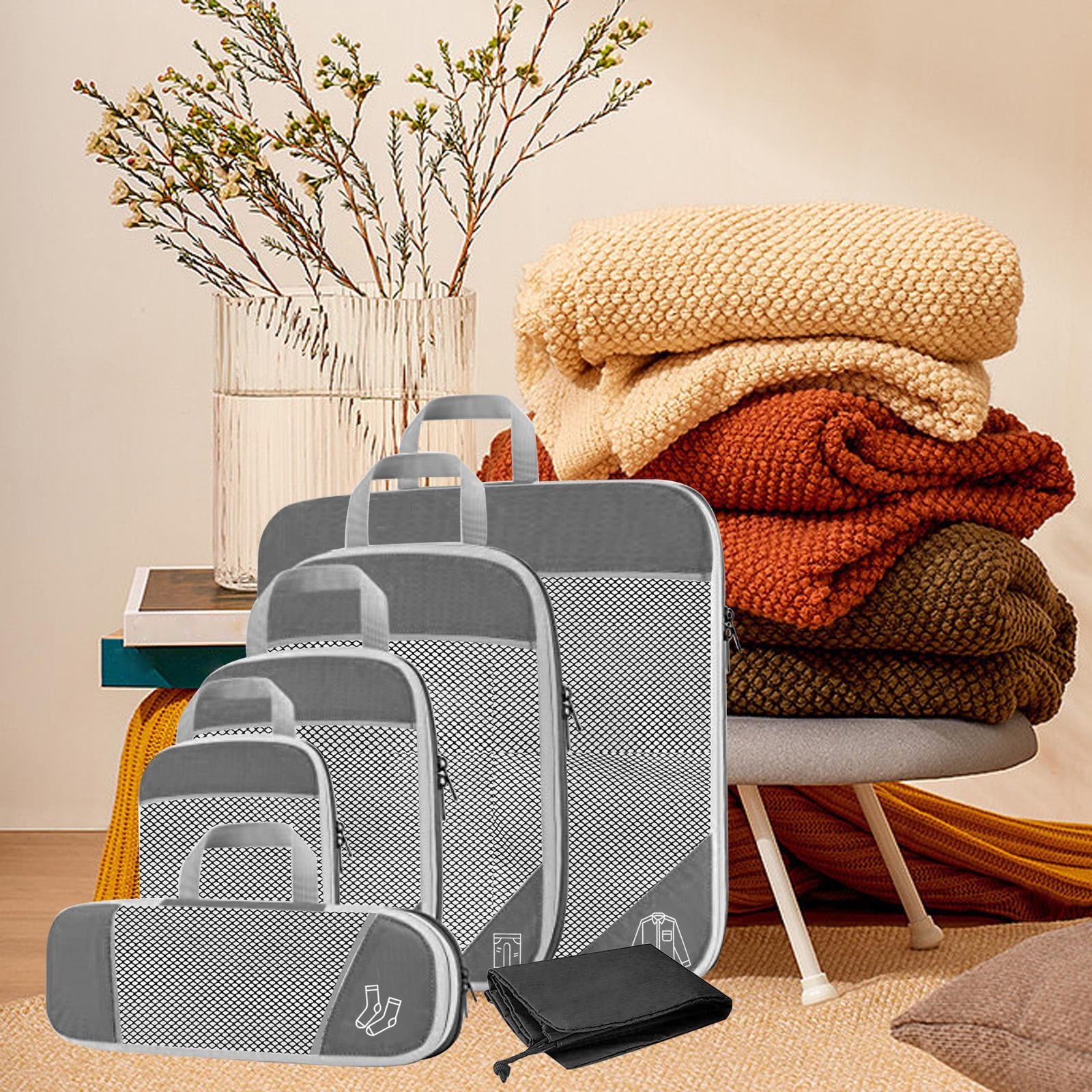 Zxpjkyu 1Set Compression Packing Cubes Luggage Organizer Travel Keeping Organized Grey Grey 6Pcs