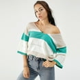thumbnail image 7 of Timegard 3/4 Sleeve Tops for Women Striped V Neck Color Block Pullover Sweater Fall Winter Loose Knit Tops, 7 of 7