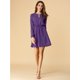 thumbnail image 4 of Vestido Acampanado de Mujer Allegra K con Cuello En V Vintage Dorado Metálico Brillante Morado Oscuro M, 4 of 6