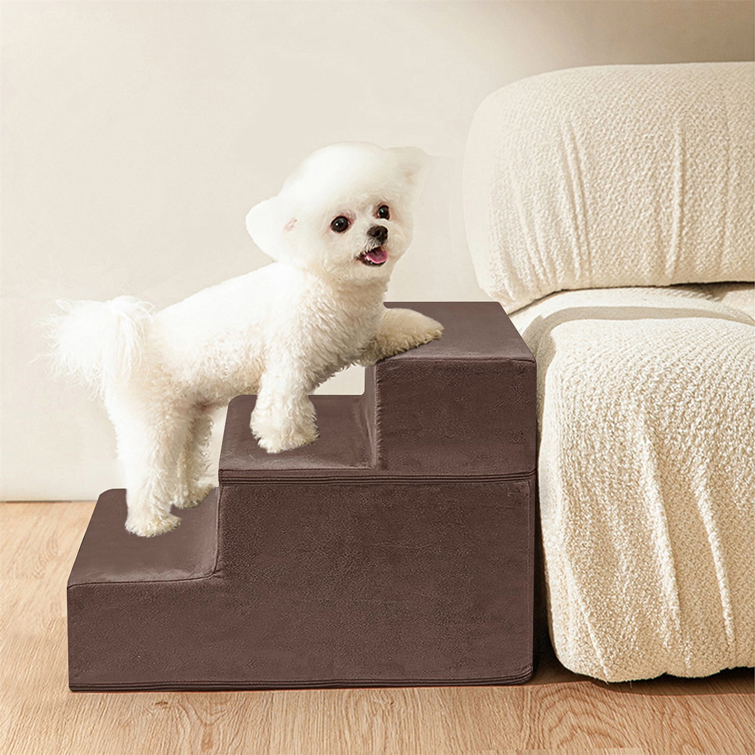 Pefilos 28" Pet Stairs for Small Dogs, 4-Step Dog Ramp for Beds and Couch, Non-Slip Balanced Indoor Step, Brown Pefilos 28" Pet Stairs for Small Dogs, 4-Step Dog Ramp for Beds and Couch, Non-Slip Balanced Indoor Step, Brown
