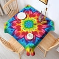 thumbnail image 2 of Colorful Tie Dye Mandala Pattern Square Tablecloth,Waterproof Square Table Cover,Wipeable Spillproof Washable Table Cover for Home Kitchen Party Decor 60"x60"(152x152cm), 2 of 6