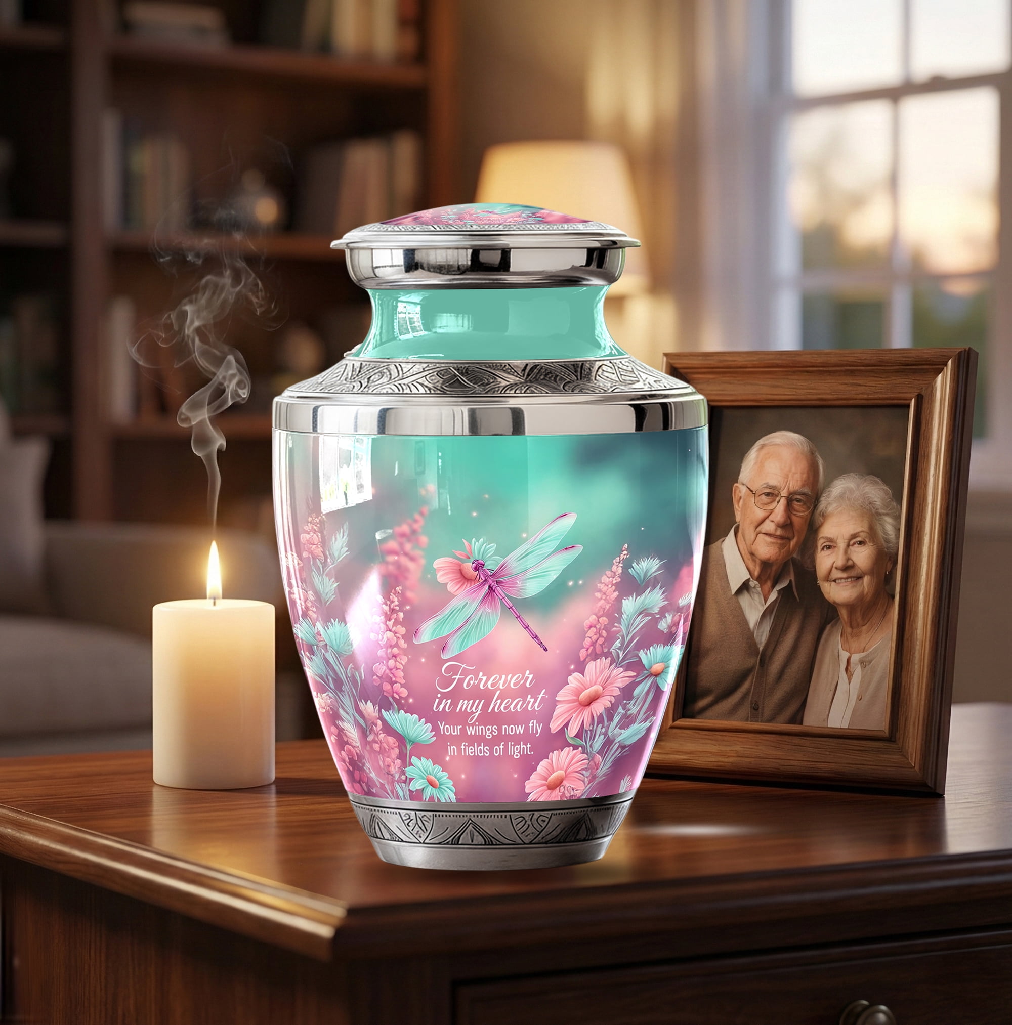 Dragonfly Urns for Ashes Adult Female - Large Urns for Human Ashes Adult Man - Decorative Urn for Female - Small Ash Holder for Mom & Dad ( Size:- 10" 1Pc, 3" 4Pc )