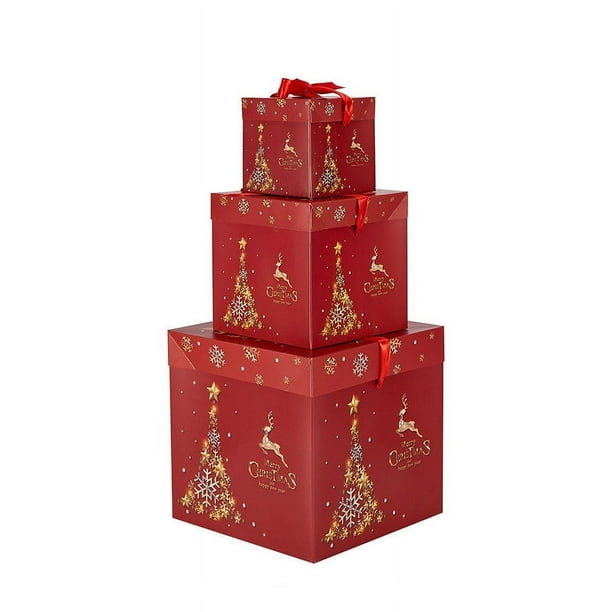 Caja de regalo decorativa navideña | Caja de regalo apilable | Decoración navideña para escaparates, árboles, repisas y decoración del hogar