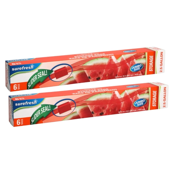 Slider Jumbo Storage Bags 2.5 Gallon Leakproof Thick Clear Plastic Bag Food-Safe Sealable Baggies for Meal Prep, Food Storage, Brining, Closet Organization Set of 2  Bundle with Oggetto