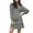 01 Gray, variant on Women's Cable Knit Sweater Dress - Elegant Pleated Skirt Patchwork Crewneck Long Sleeve One Piece Mini Dresses