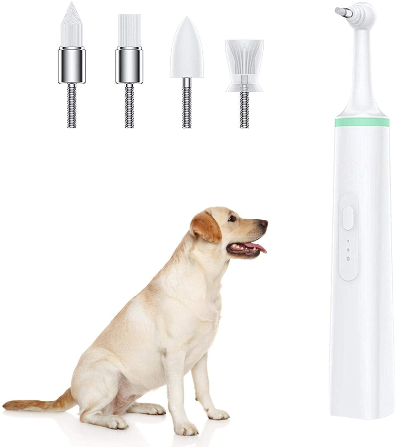 Pet Teeth Polisher, Electric Dog Tartar Cleaner with 4 Brush Head, Pet