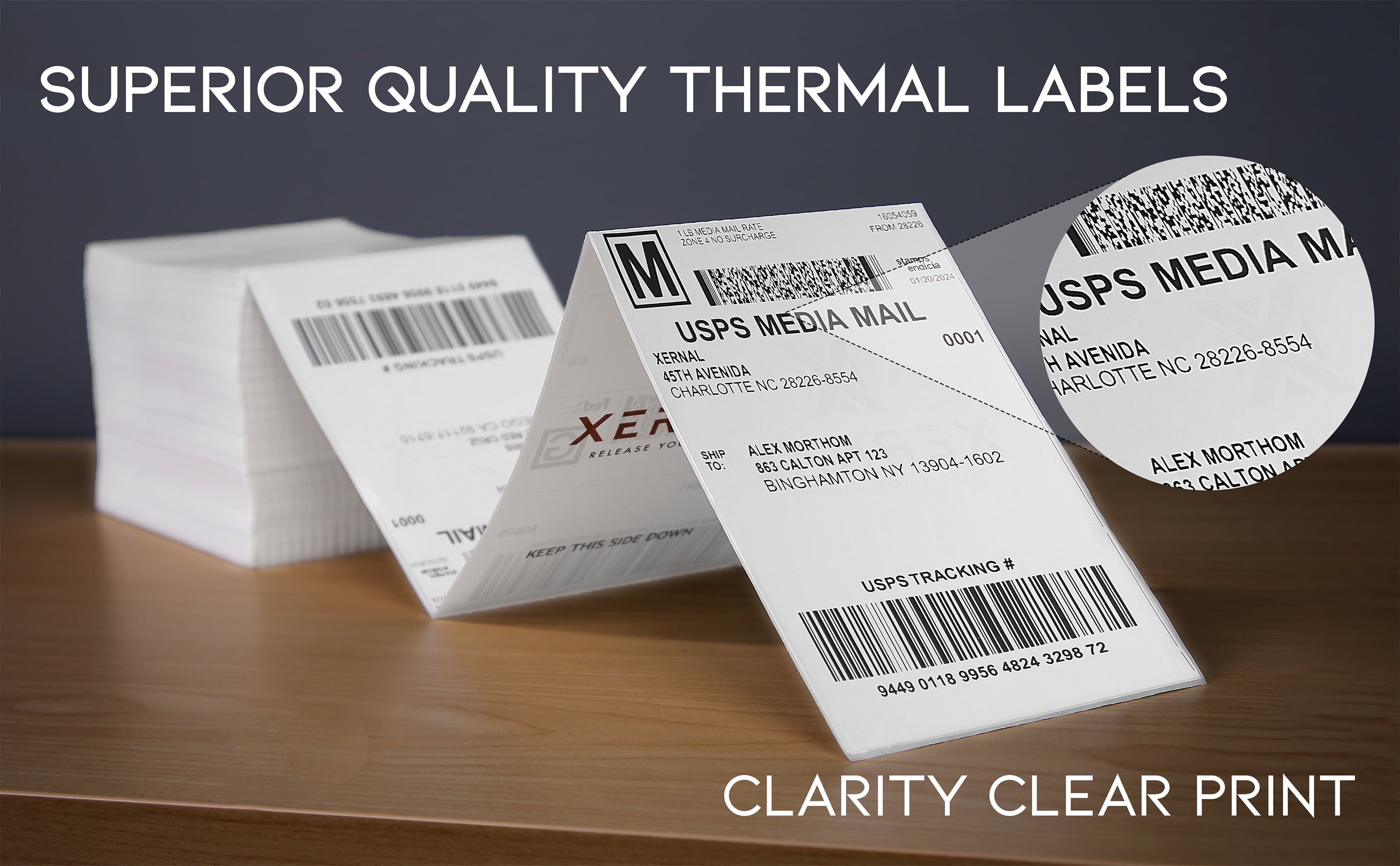 XERNAL 4x6 Thermal Shipping Labels Fanfold, 2000 Count