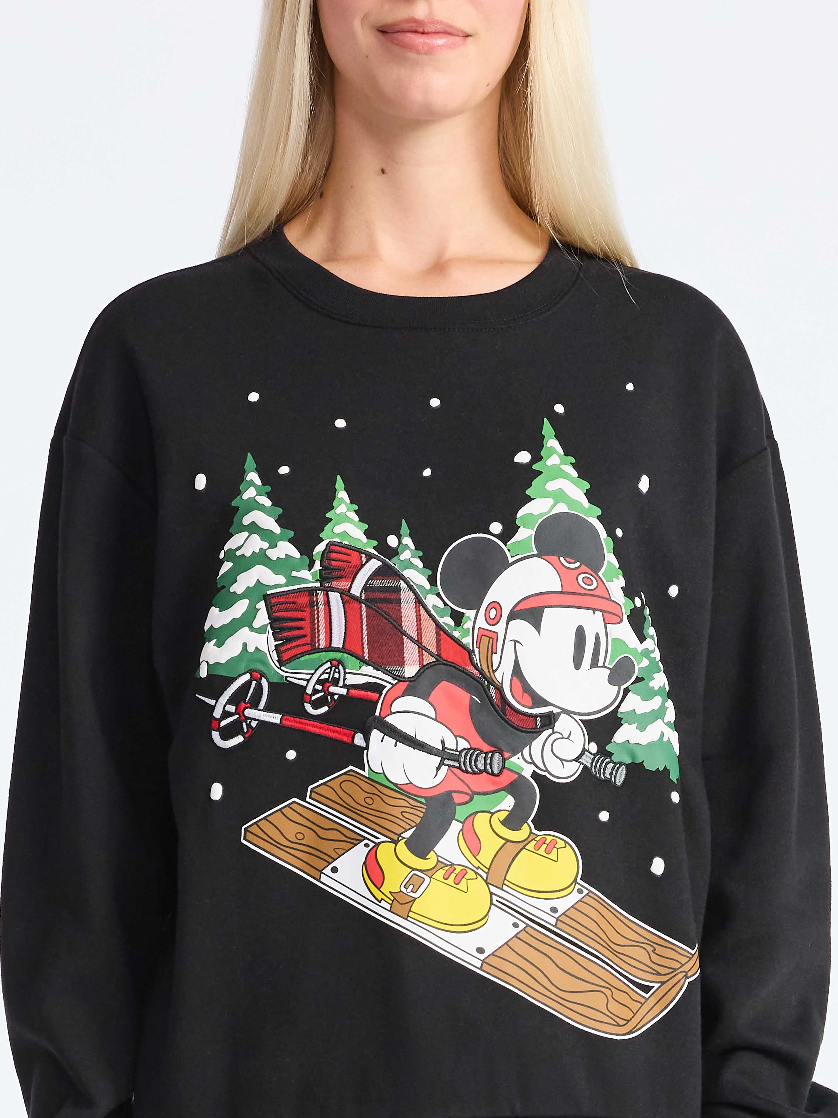 Disney Mickey Mouse Women's Christmas Sweatshirt with Long Sleeves, Sizes XXS-XXL