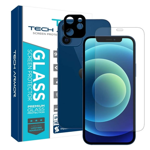 Tech Armor HD Clear Camera Lens Protector and Ballistic Glass Screen Protector Designed For iPhone 12 6.1 Inch 1 Pack Tempered Glass 2020
